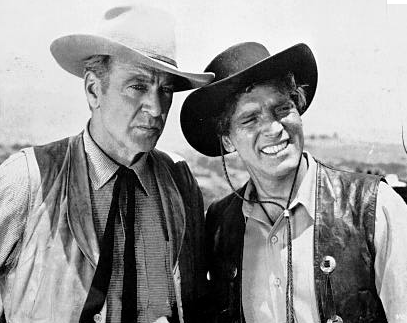 Burt Lancaster (R) with Gary Cooper